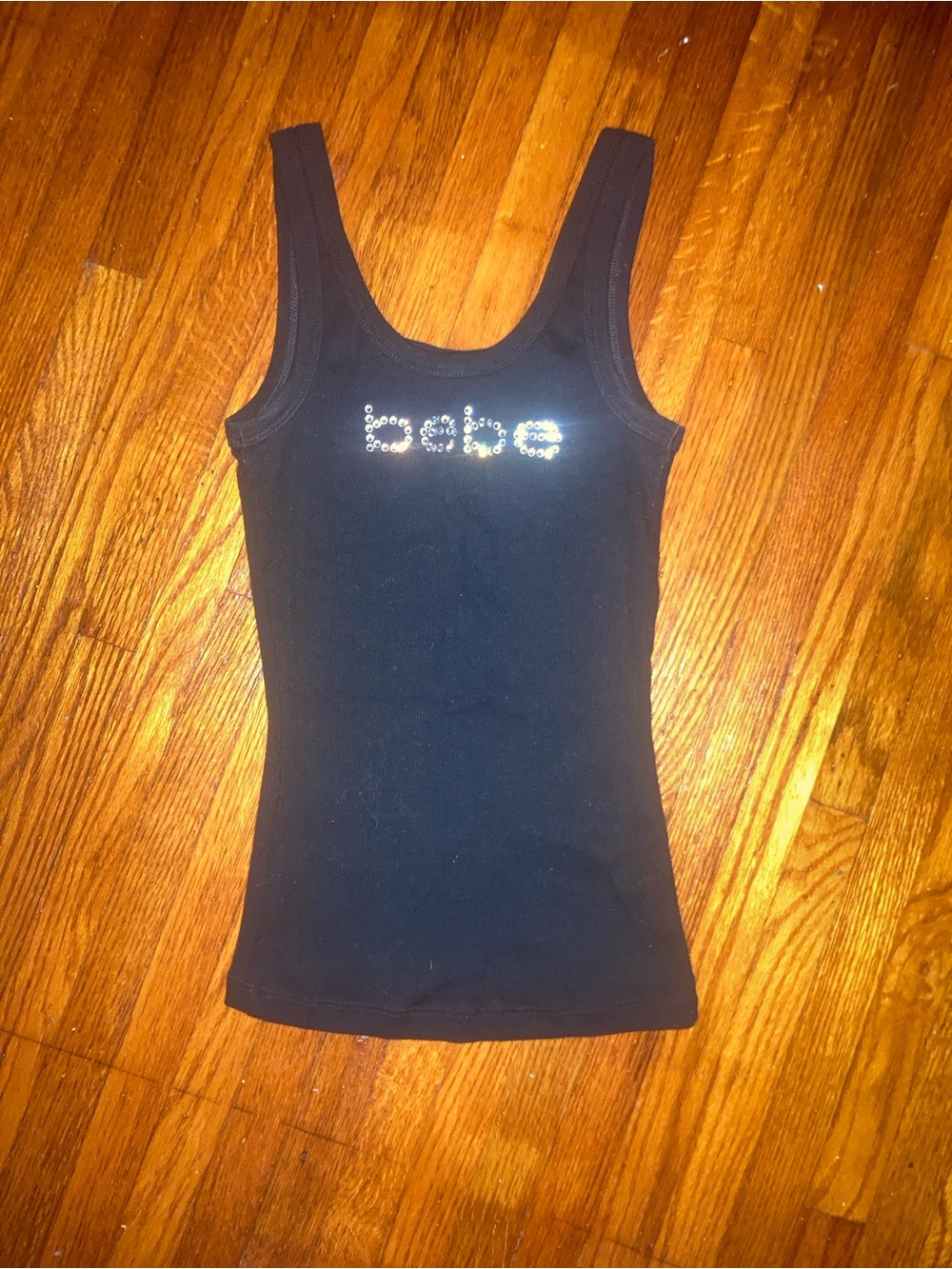 bebe Black Rhinestone Logo Y2K Tank